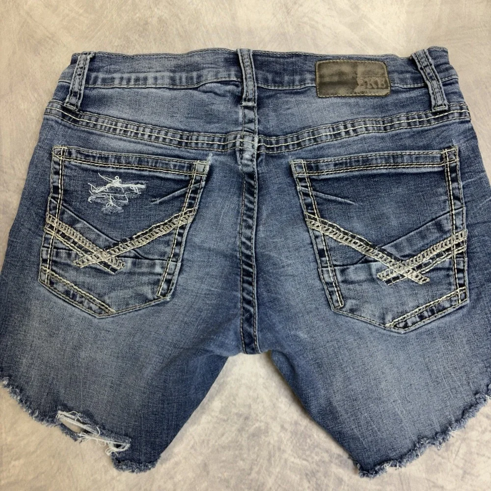 BKE Jake 34R Denim Jean Shorts‎ Blue Distressed Cutoff Frayed Hem